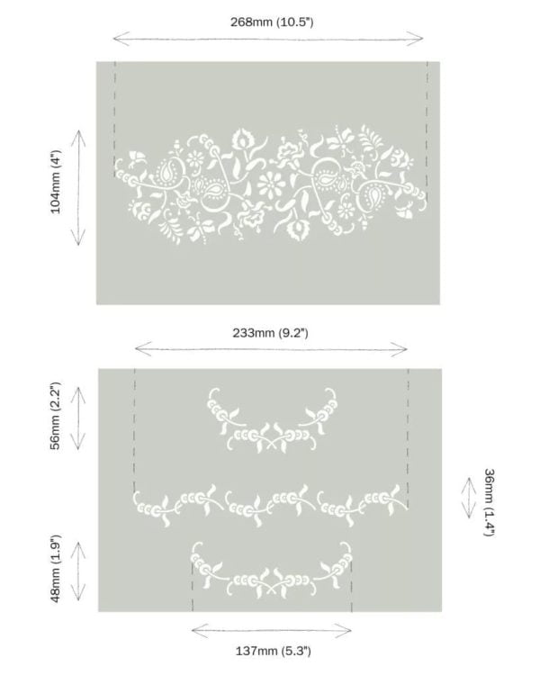 Šablóny (2ks A4) Paisley Floral Garland - Image 5