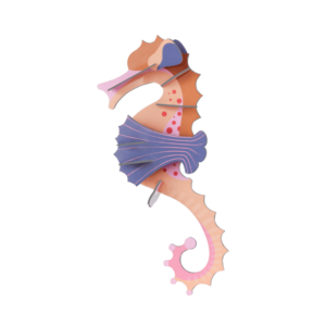 Ružový morský koník - farebná nástenná kartónová dekorácia